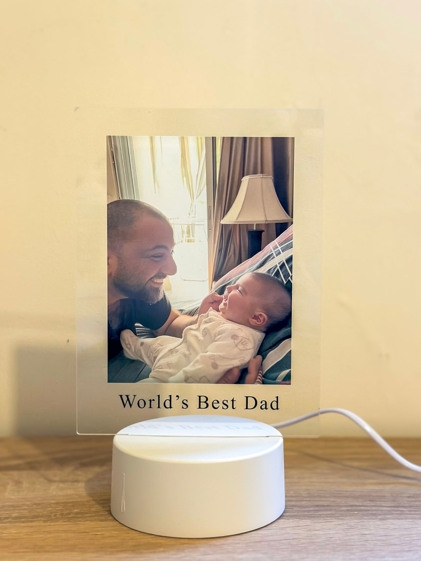 Father's Day Acrylic Photo Plaque With LED light Stand