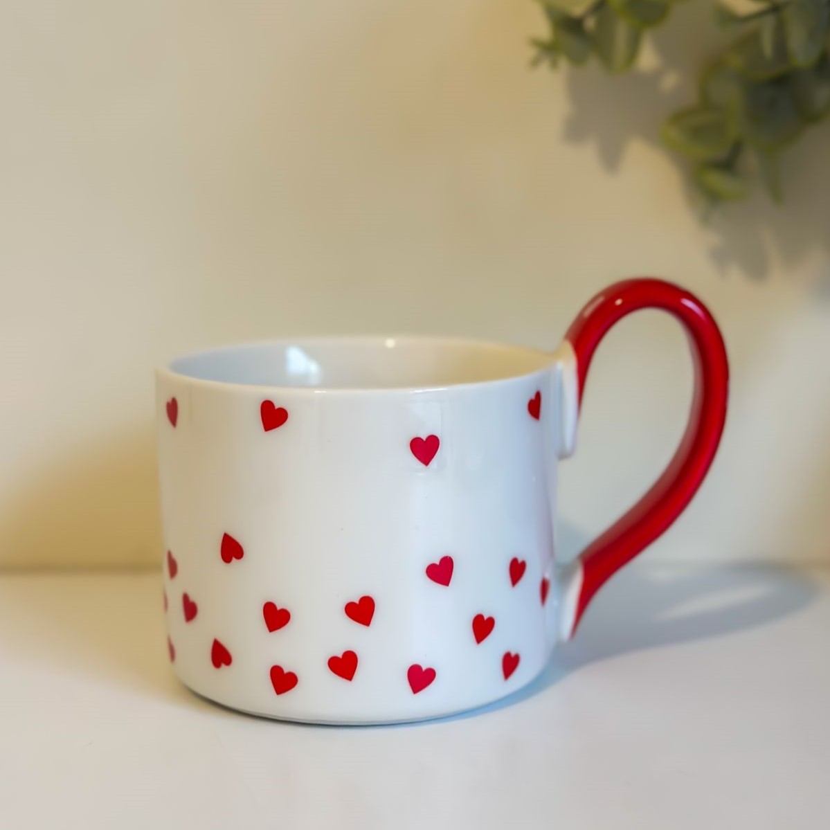 Mini Hearts Ceramic Cup - Red