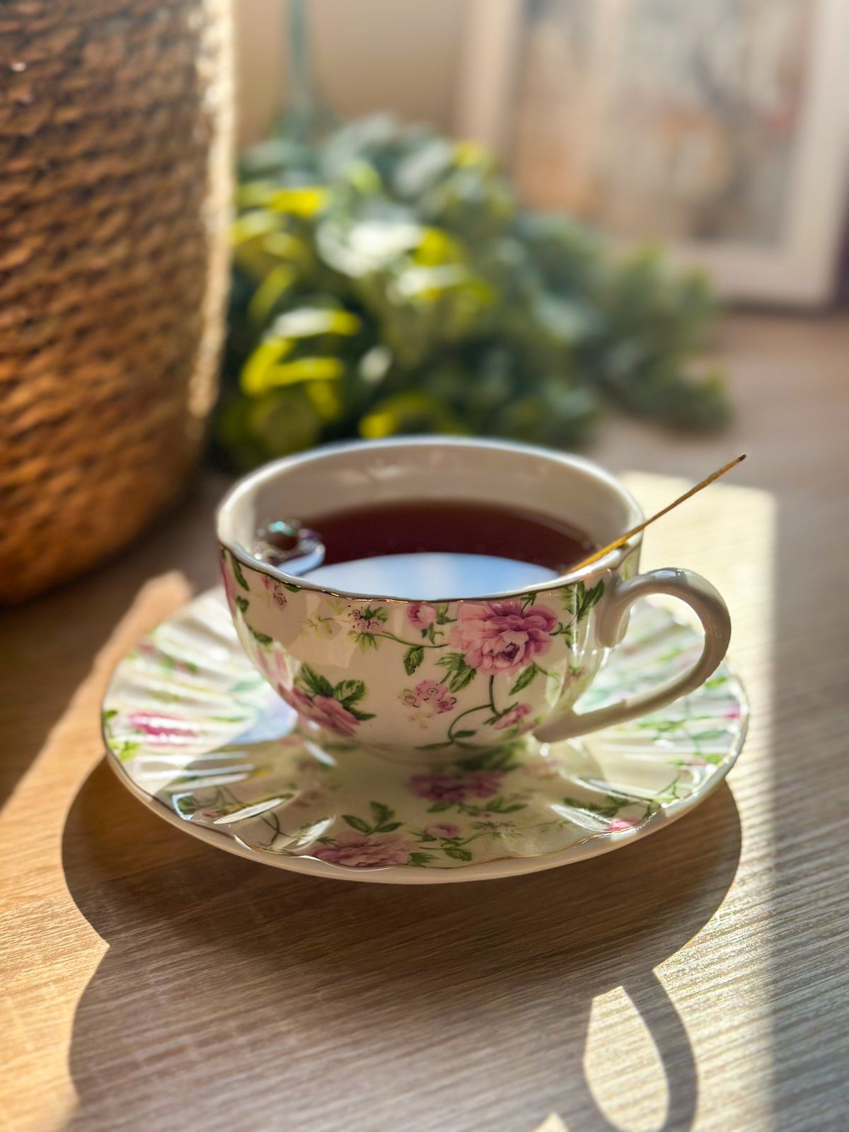 Pink Floral Ceramic Tea Cup