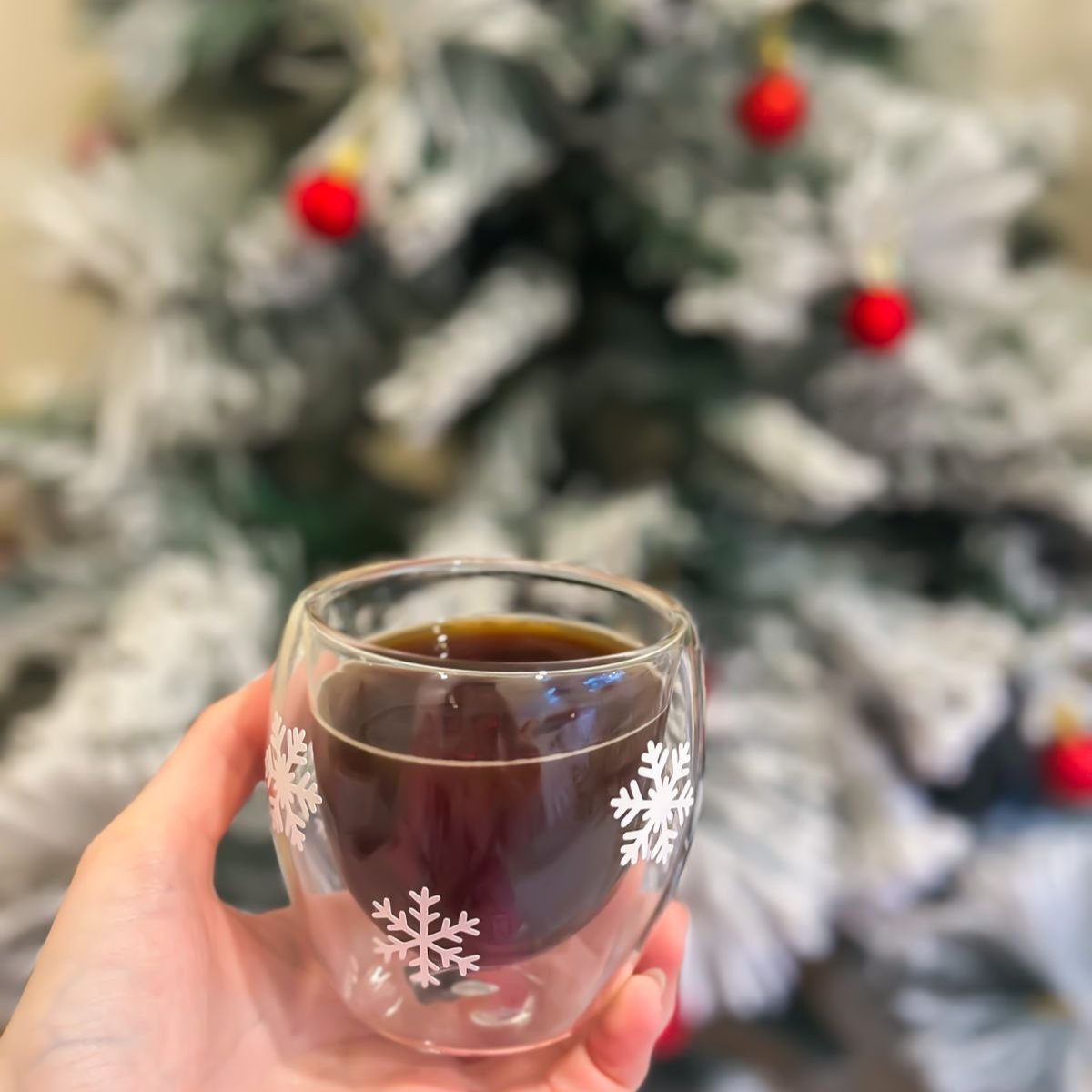 Snowflakes SMALL Double Glass Cup