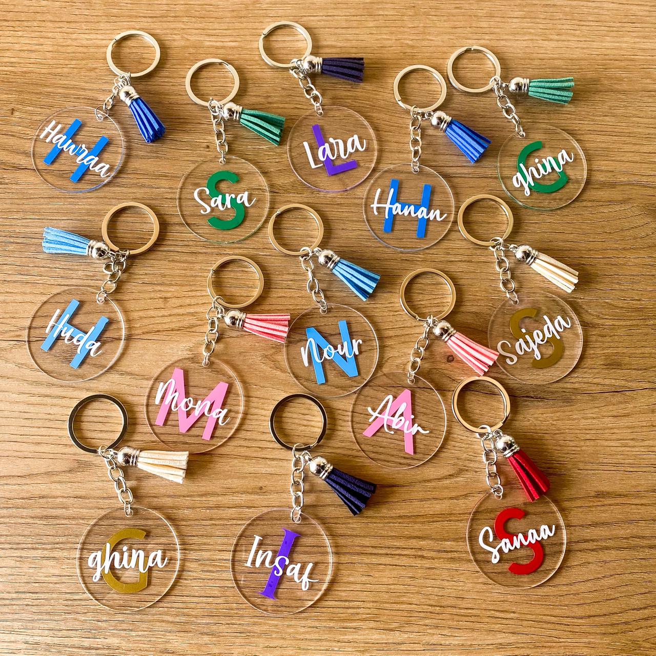 Custom Name & Initial Acrylic Keychain – Gifted By Farah