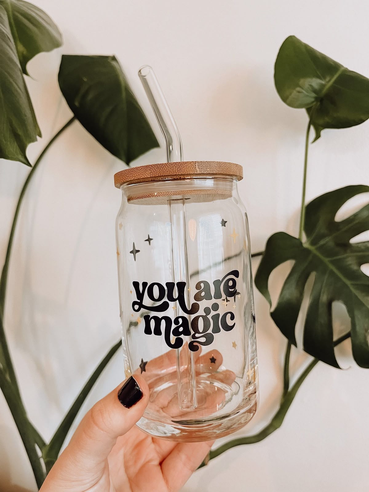 "You Are Magic" Glass Cup With Straw