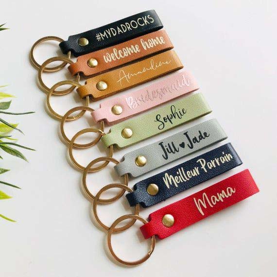 Custom Text PU Leather Keychain