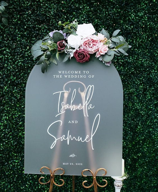 Clear Arched Wedding Welcome Sign