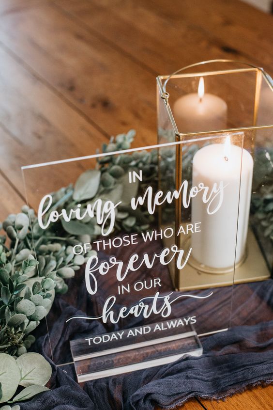 "In Loving Memory" Wedding Sign & Candle