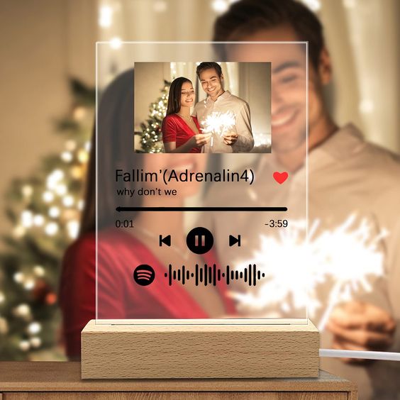 Christmas  Acrylic Music Plaque With LED light Wood Stand