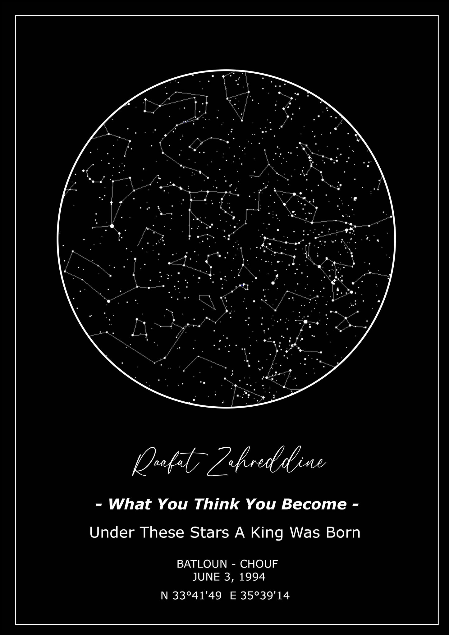 Black Birthday Starmap Frame