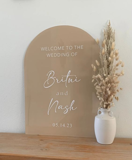 Colored Arched Wedding Welcome Sign