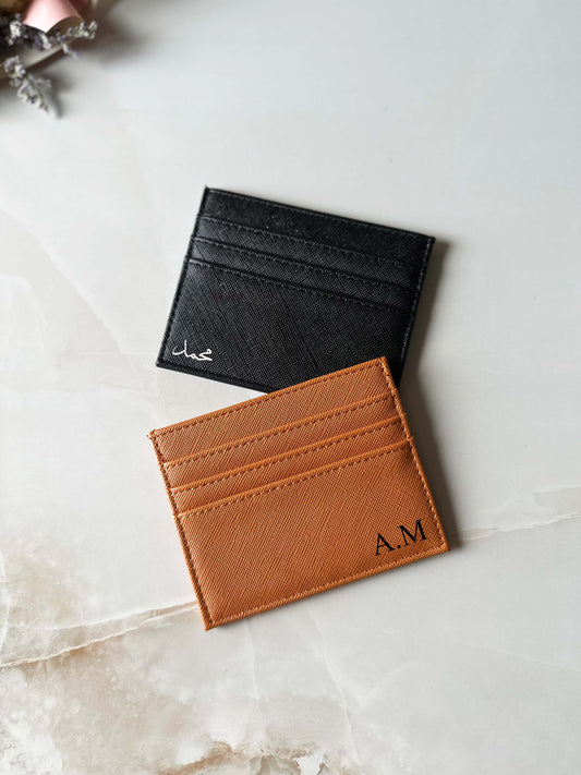 Custom Initials Leather Card Holder