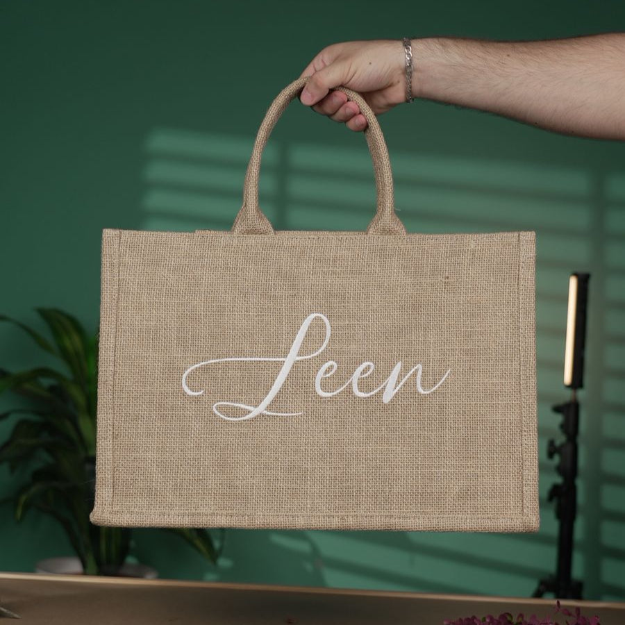 Custom Name Embroidered Straw Beach Bag