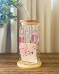 Tropical Summer Glass Cup With Straw