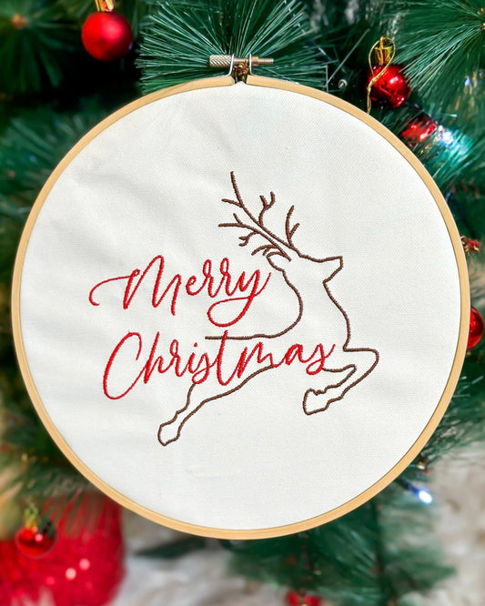 "Merry Christmas" Embroidered Hoop Ornament