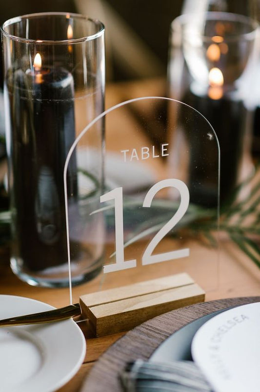 Clear Arched Wedding Table Number Sign