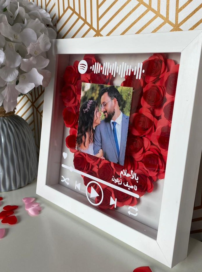 Photo & Spotify Scannable Song Heart Handmade Paper Flower Box