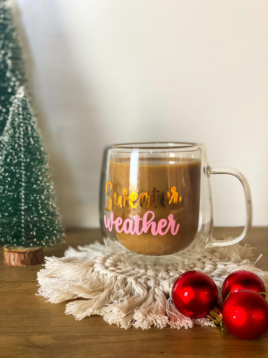 "Sweater Weather" Double Glass Cup