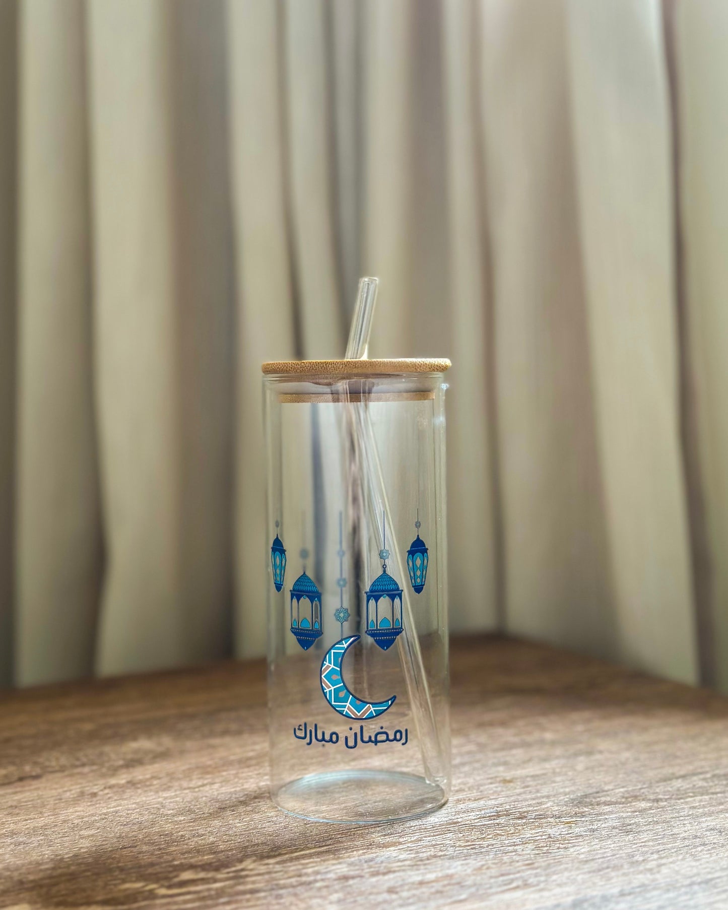 Ramadan Glass Cup With Straw