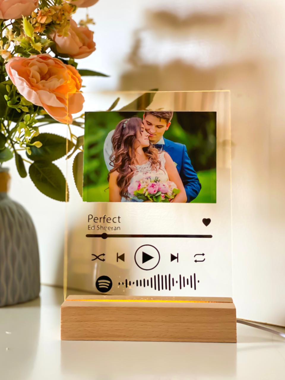 Acrylic Music Plaque With LED light Wood Stand