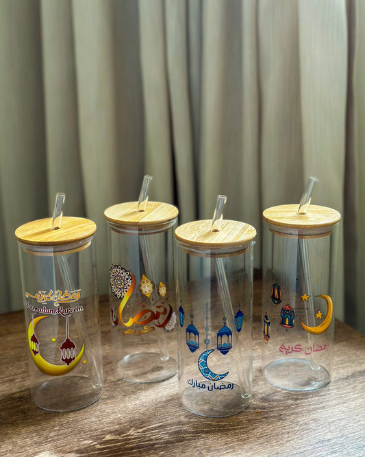 Ramadan Glass Cup With Straw