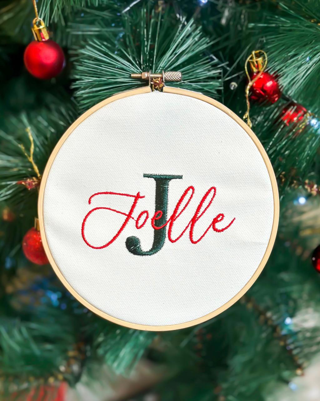 Custom Name & Initial TARA Embroidered Hoop Ornament