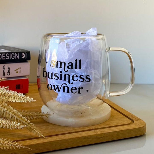 "Small business owner" Double Glass Cup