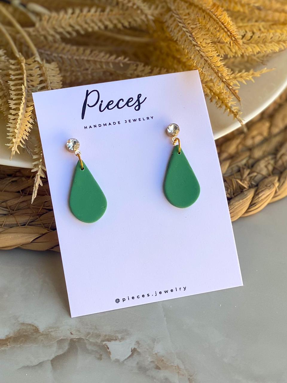 Green Soft Sorbet Drops - Handmade Polymer Clay Earrings