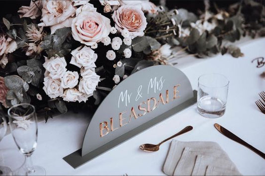 Colored Arched Wedding Top Table Sign With 3D Text