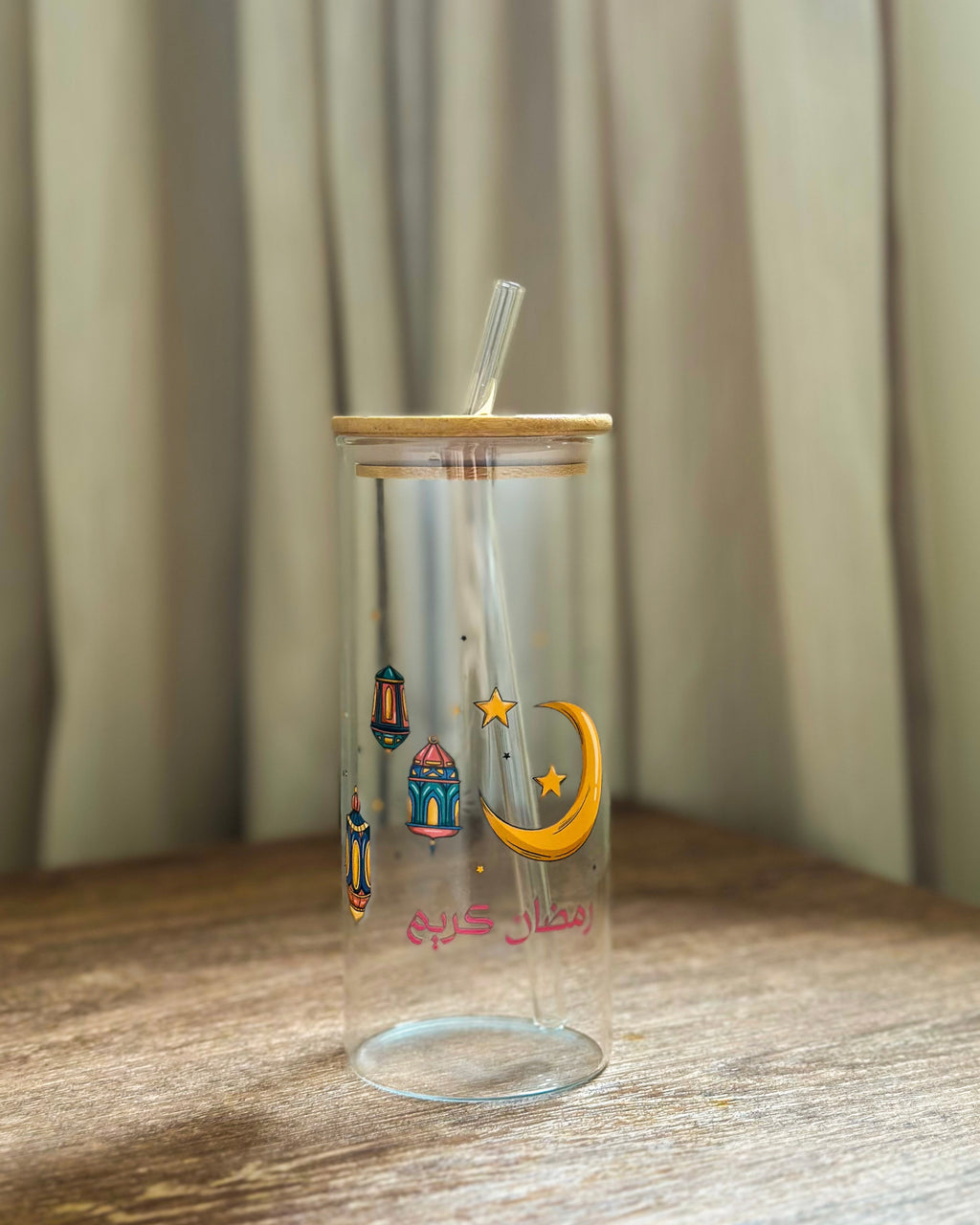 Ramadan Glass Cup With Straw