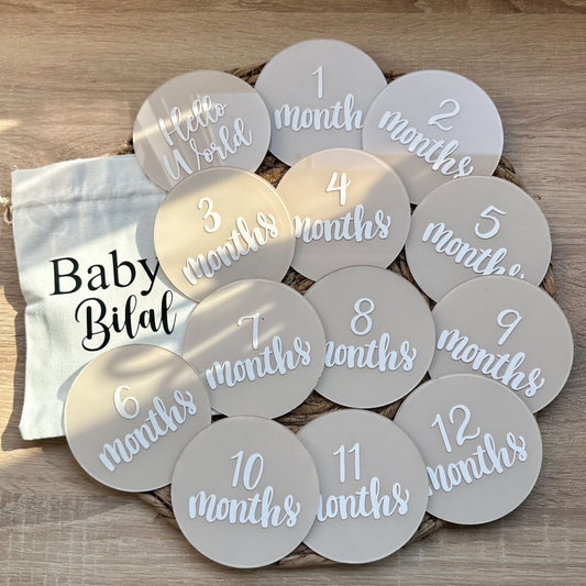 Pastel Beige Baby Milestone Discs