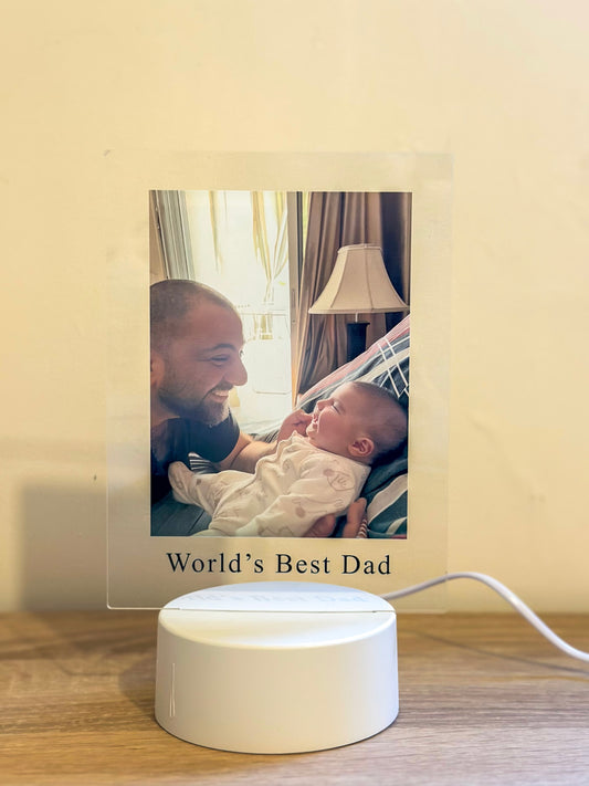Father's Day Acrylic Photo Plaque With LED light Stand