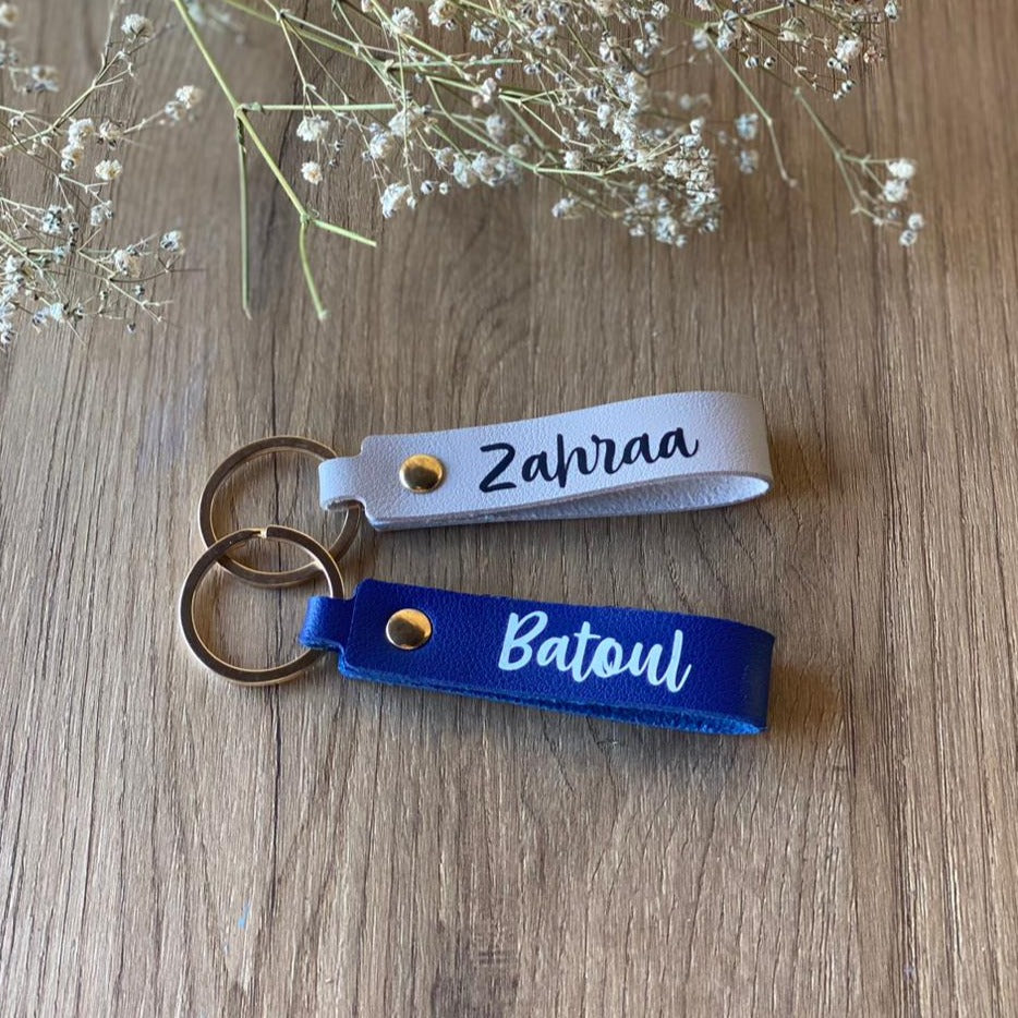 Custom Text PU Leather Keychain