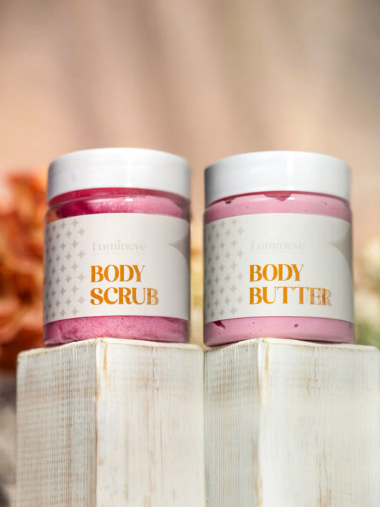 LUMINEVE Red Rose & Jasmine Body Butter & Scrub Duo