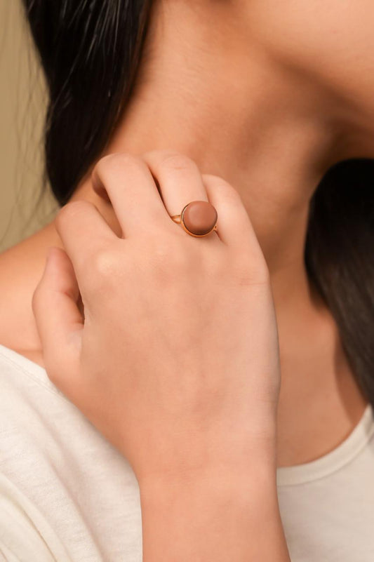 Pastel Brown Handmade Polymer Clay Ring