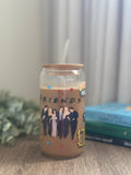 Friends Glass Cup With Straw