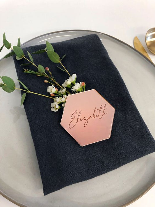 Colored Wedding Place Setting -  Hexagon