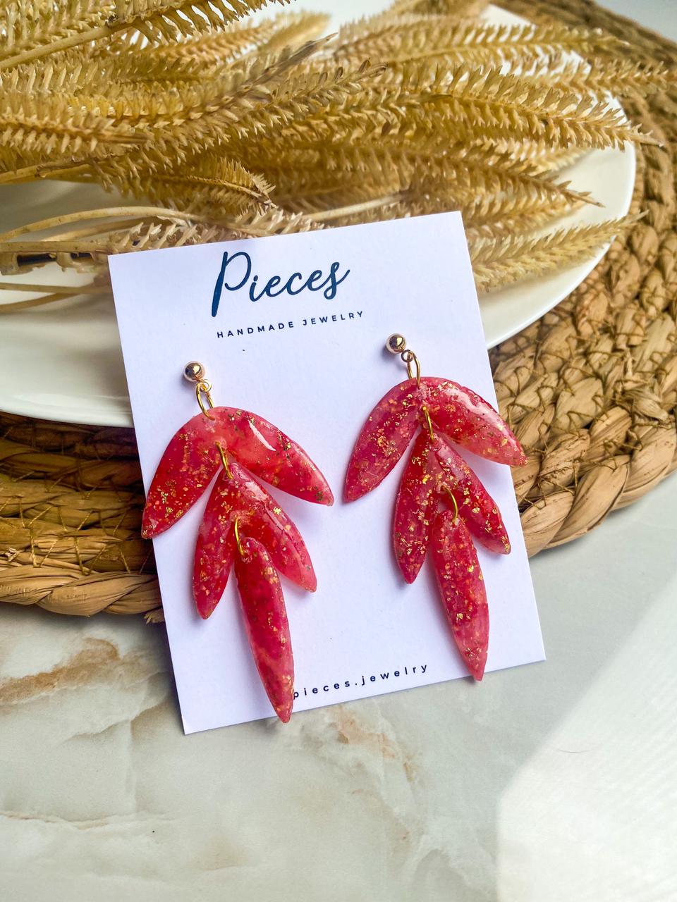 Fiery Elegance Handmade Polymer Clay Earrings