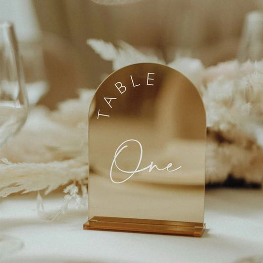 Gold Arched Wedding Table Number Sign