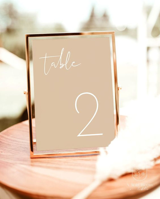 Colored Wedding Table Number Sign