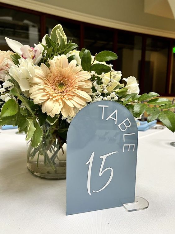 Colored Arched Wedding Table Number Sign