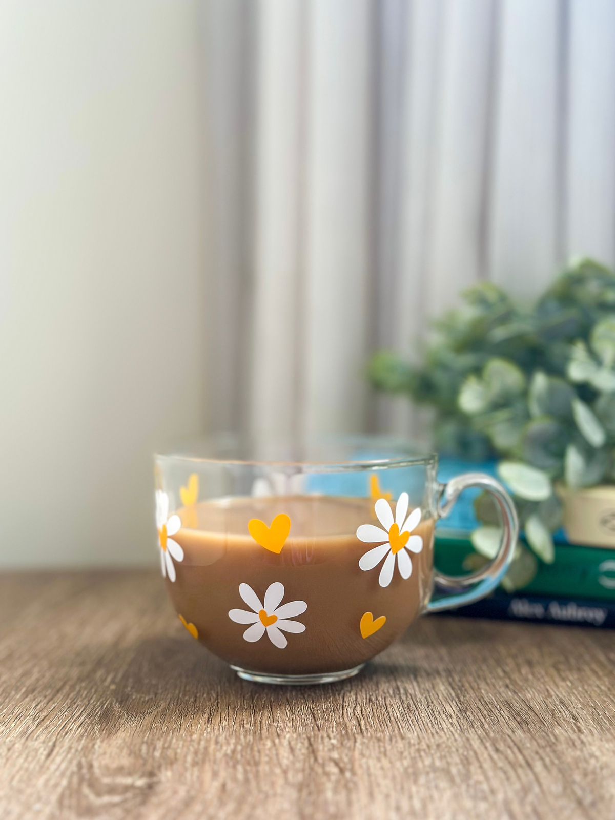 Floral Yellow Glass Cup