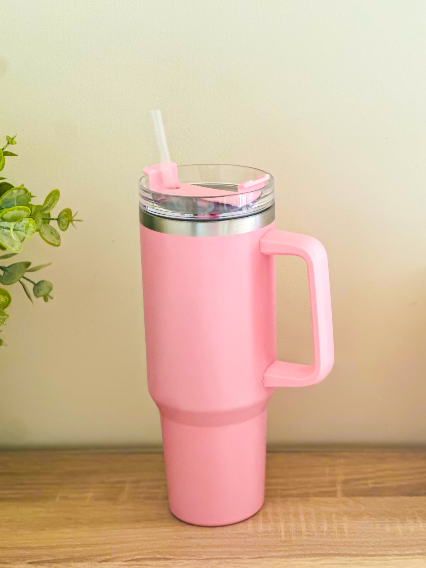Custom Name Vacuum Insulated Tumbler with Handle and Straw