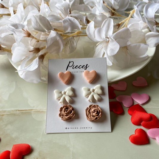 LOVE Studs Set - Handmade Polymer Clay Earrings