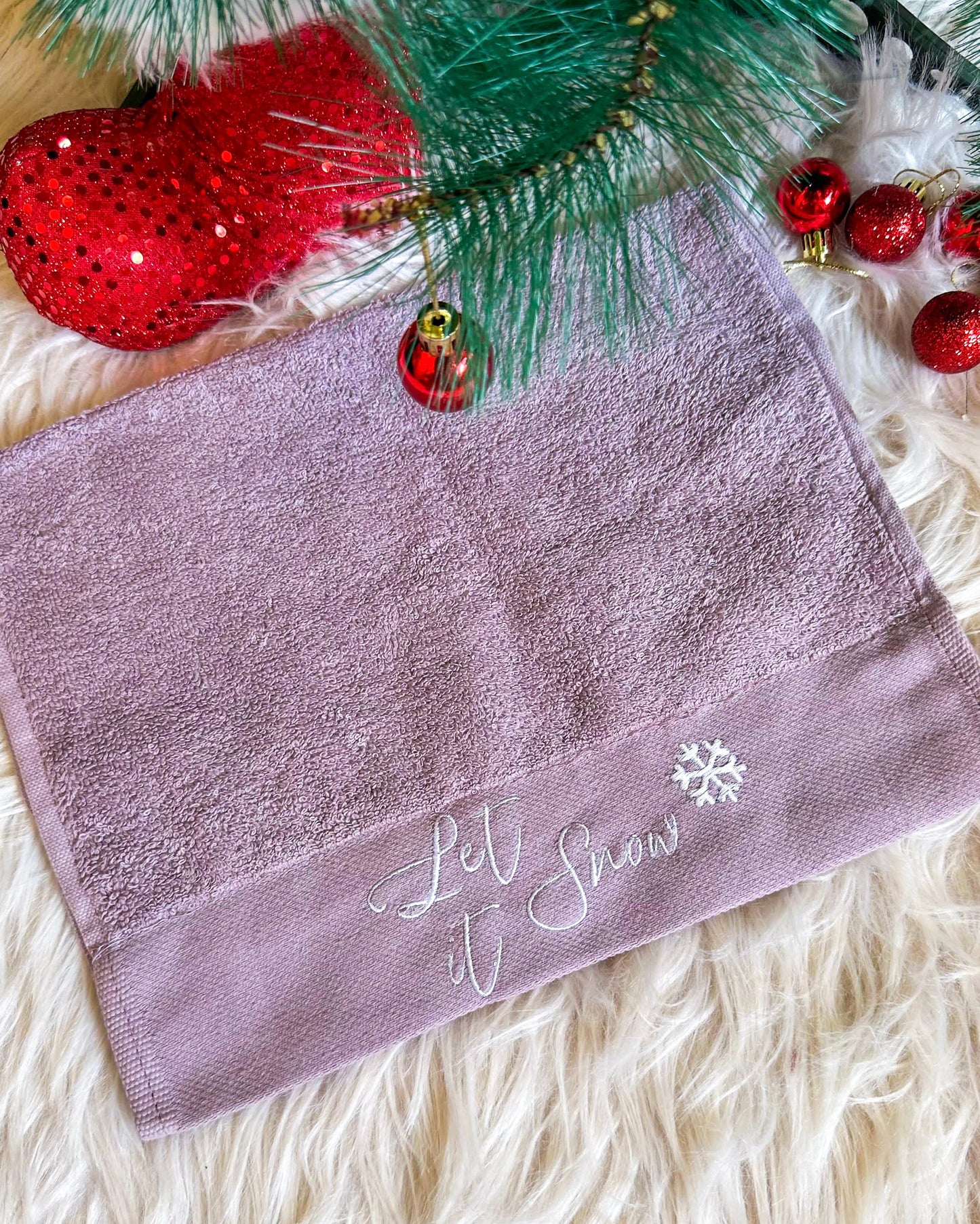 “Let It Snow” Embroidered Christmas Kitchen Towel