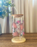 Strawberry Coffee Glass Cup With Straw