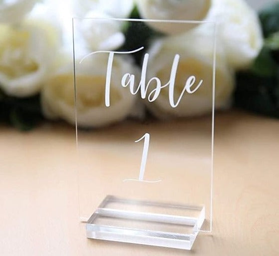 Clear Wedding Table Number Sign