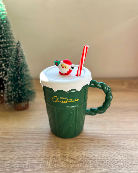Christmas Cup With Lid & Straw