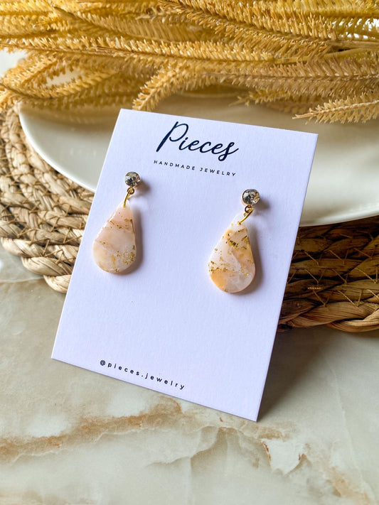 Rose Gold Tear Drop Handmade Polymer Clay Earrings