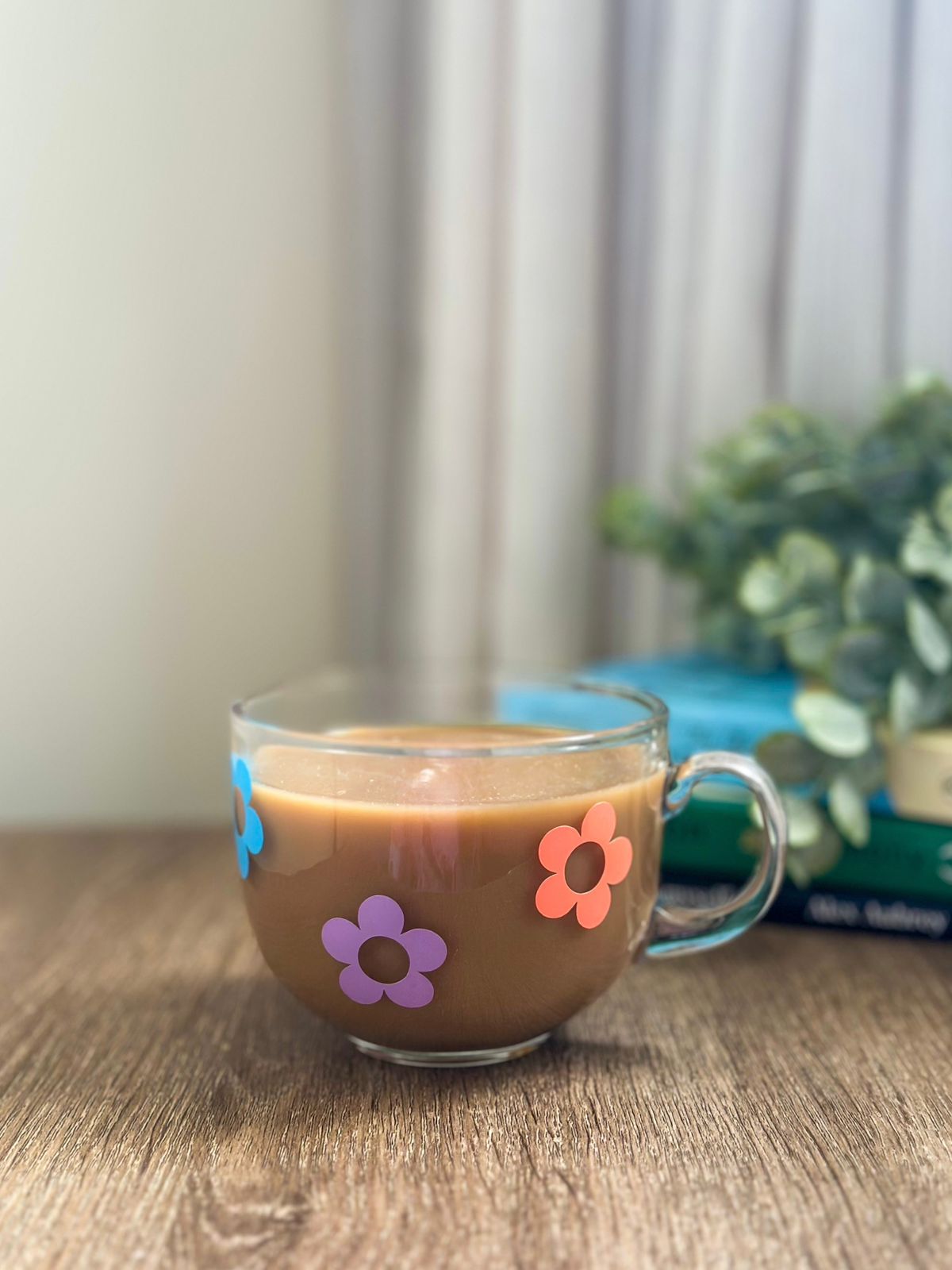 Colorful Flowers Glass Cup