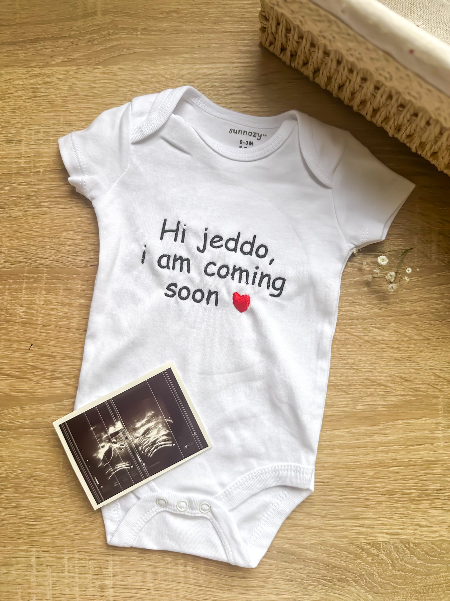 Custom Text Pregnancy Announcement Baby Overall