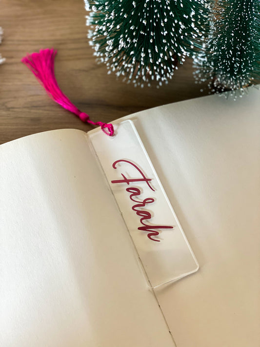 Custom Name Bookmark, Red Chrome Christmas Edition