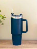 Vaccum Insulated Tumbler with Handle and Straw